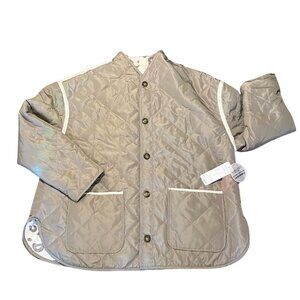 NWT Quilted Barn Jacket Reversible Sabrina Lauren Women's XL Tan + White Print